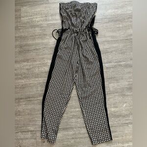Black & cream Patterned Women's Jumpsuit - strapless NEW
